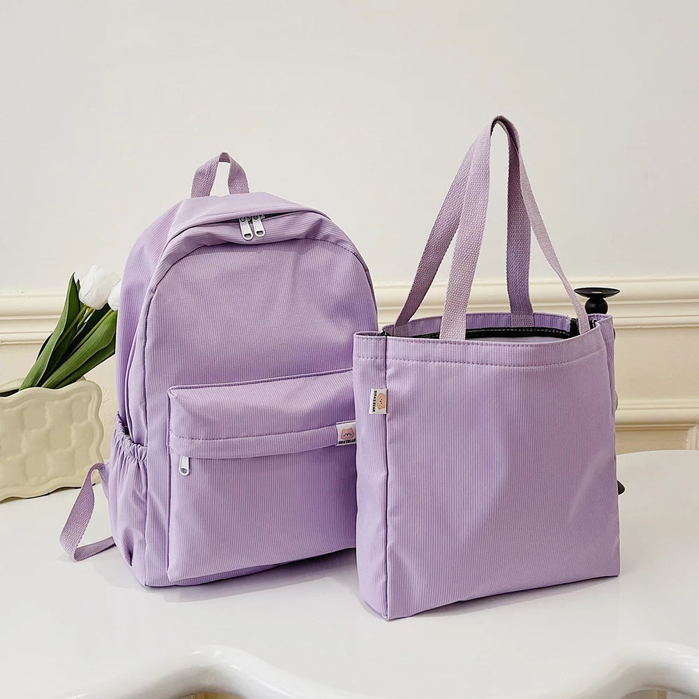 2pcs Student Bookbag Set with Handbag Large Capacity