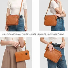 Leather Crossbody Shoulder Bag with Multiple ID Slots