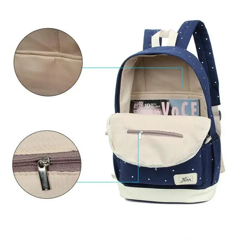Canvas School Backpack for Girls Teenager Travel Backpack Bags