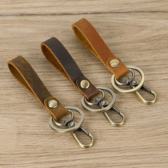 3 pcs Crazy Horse Leather Key Rings Vintage Keychinas for Men Women