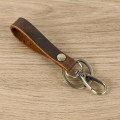 3 pcs Crazy Horse Leather Key Rings Vintage Keychinas for Men Women