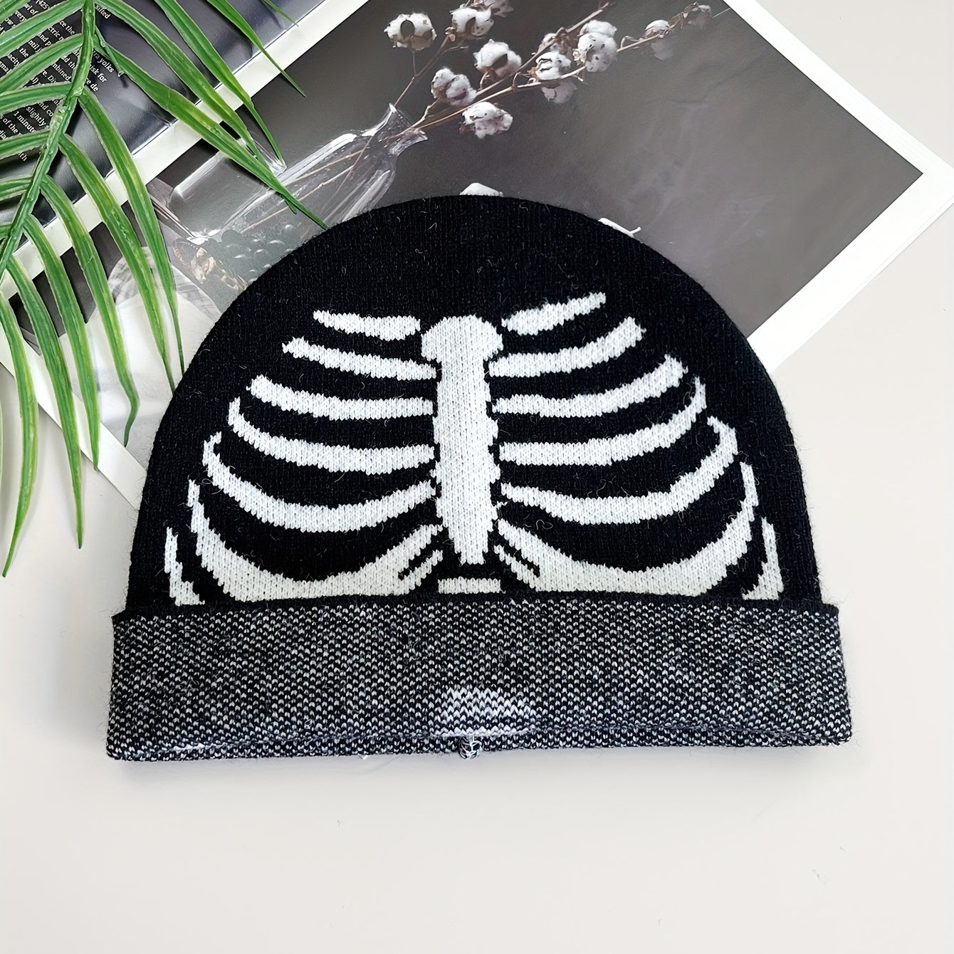 Gothic Sternum Jacquard Beanie Knit Hat Hip Hop Warm Skull Cap