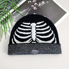 Gothic Sternum Jacquard Beanie Knit Hat Hip Hop Warm Skull Cap