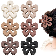 6pcs Flower Hair Claw Frosted Shark Claw Ponytail Holder Hair Clip Jaw Claw