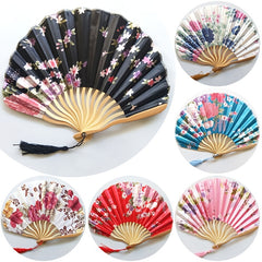 Vintage Summer Fan Bamboo Folding Fan Flower Chinese Dance Party Wedding