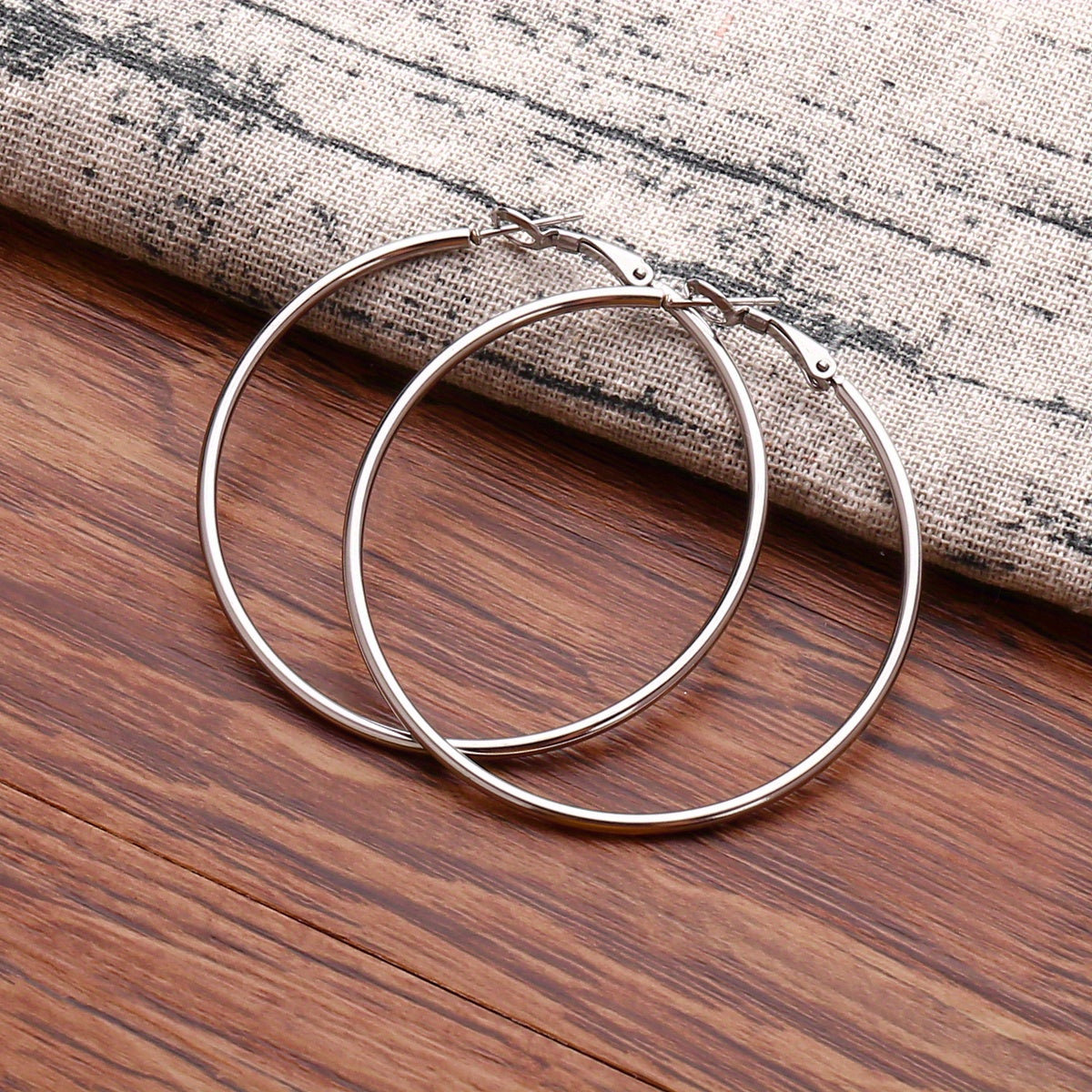 Golden Silvery Hoop Earrings Minimalist Stainless Steel 14K Plated