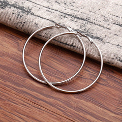 Golden Silvery Hoop Earrings Minimalist Stainless Steel 14K Plated