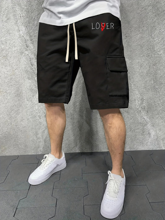 Men's Casual Graphic Drawstring Shorts With Pockets