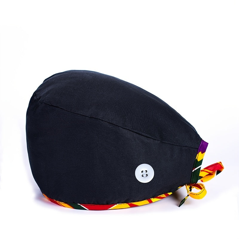 Solid Cotton Work Hat Adjustable Nurse Hat With Buttons