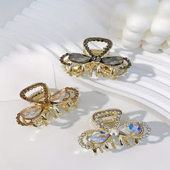 Women Rhinestone Bow Hair Claw Glitter Bowknot Hair Claw Ponytail Holder