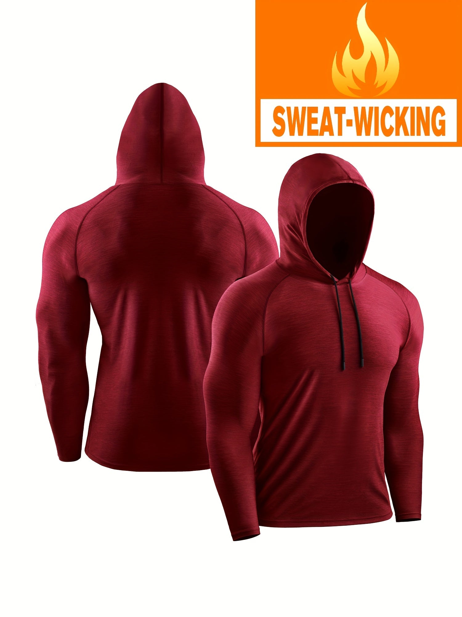 Men's Workout Hooded Shirt Active Mid Stretch Breathable Quick Dry Sports Shirt