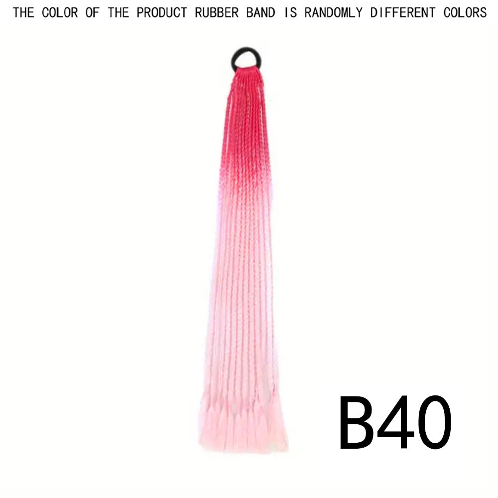 60 96 Cm Long Box Braided Ponytail Extensions Ombre Rainbow Colored