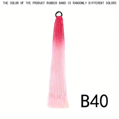 60 96 Cm Long Box Braided Ponytail Extensions Ombre Rainbow Colored
