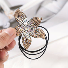 Women's Rhinestone Flower Resin Hair Tie Elastic Hair Rope