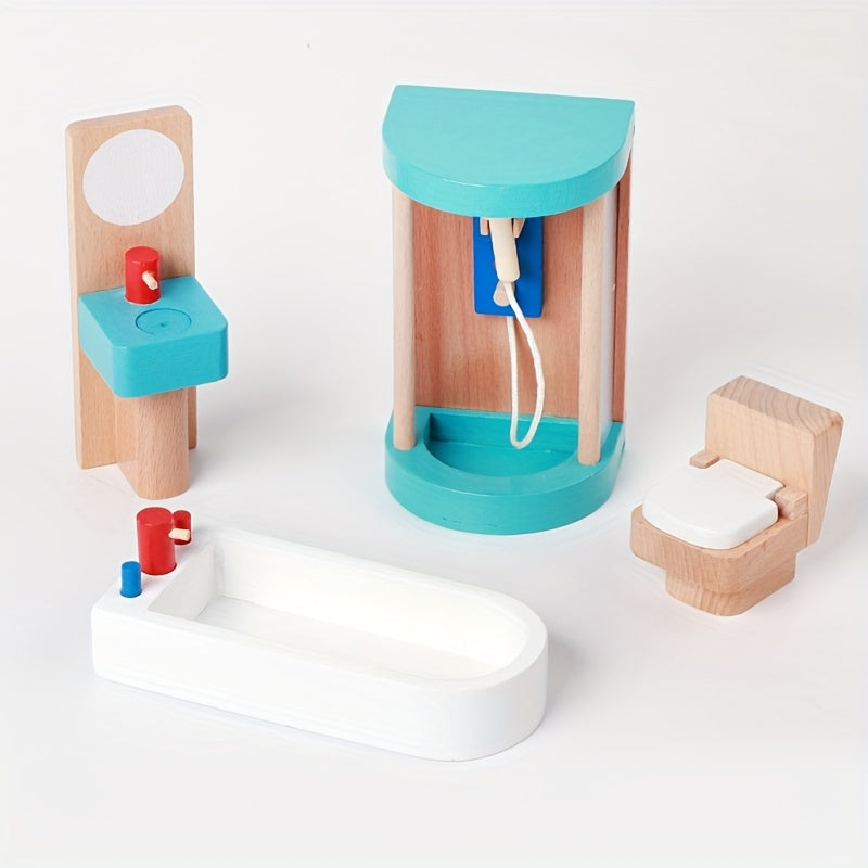 Wooden Bedroom Toys Pretend Play Home Set for Children