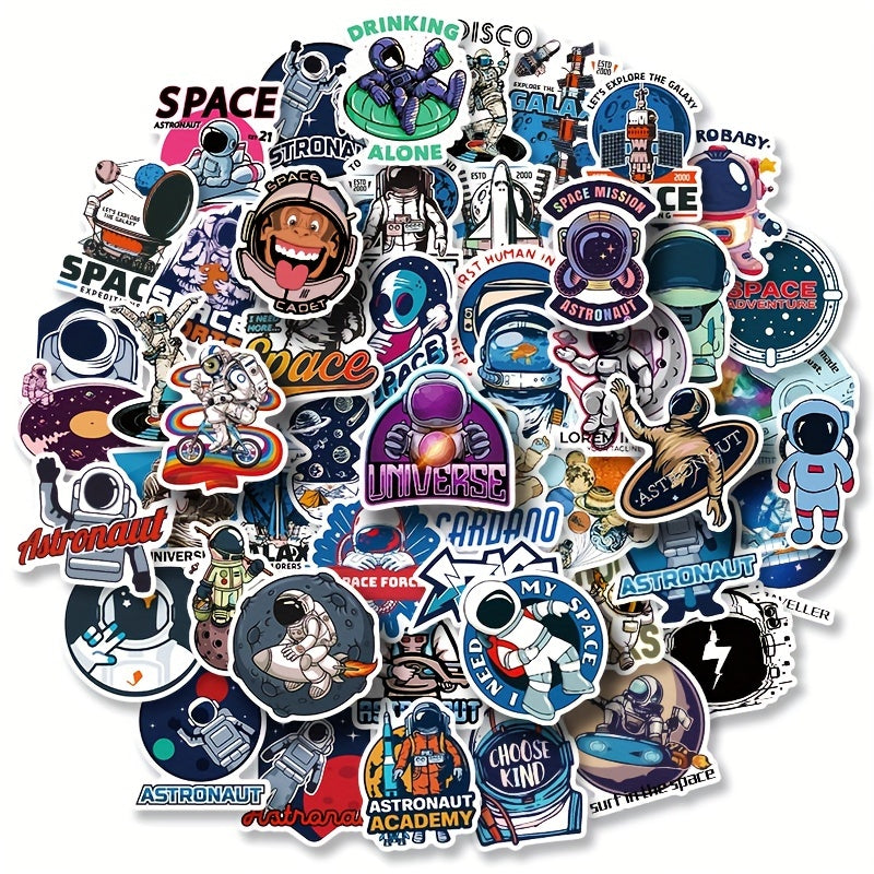 50pcs Space Stickers Waterproof for Laptops Water Bottles Skateboards