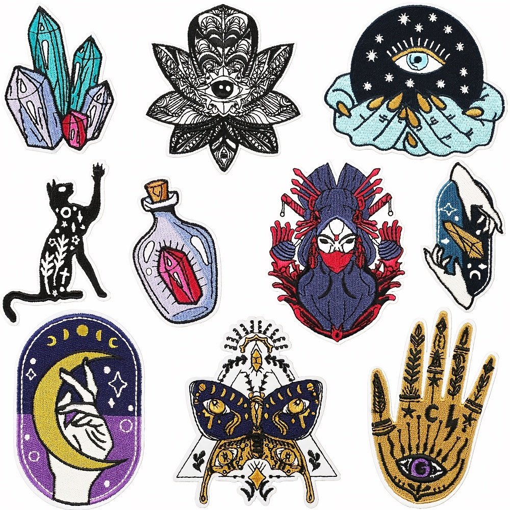 10pcs Evil Eye Iron On Patches Sew On Embroidered Applique For Clothing Jacket