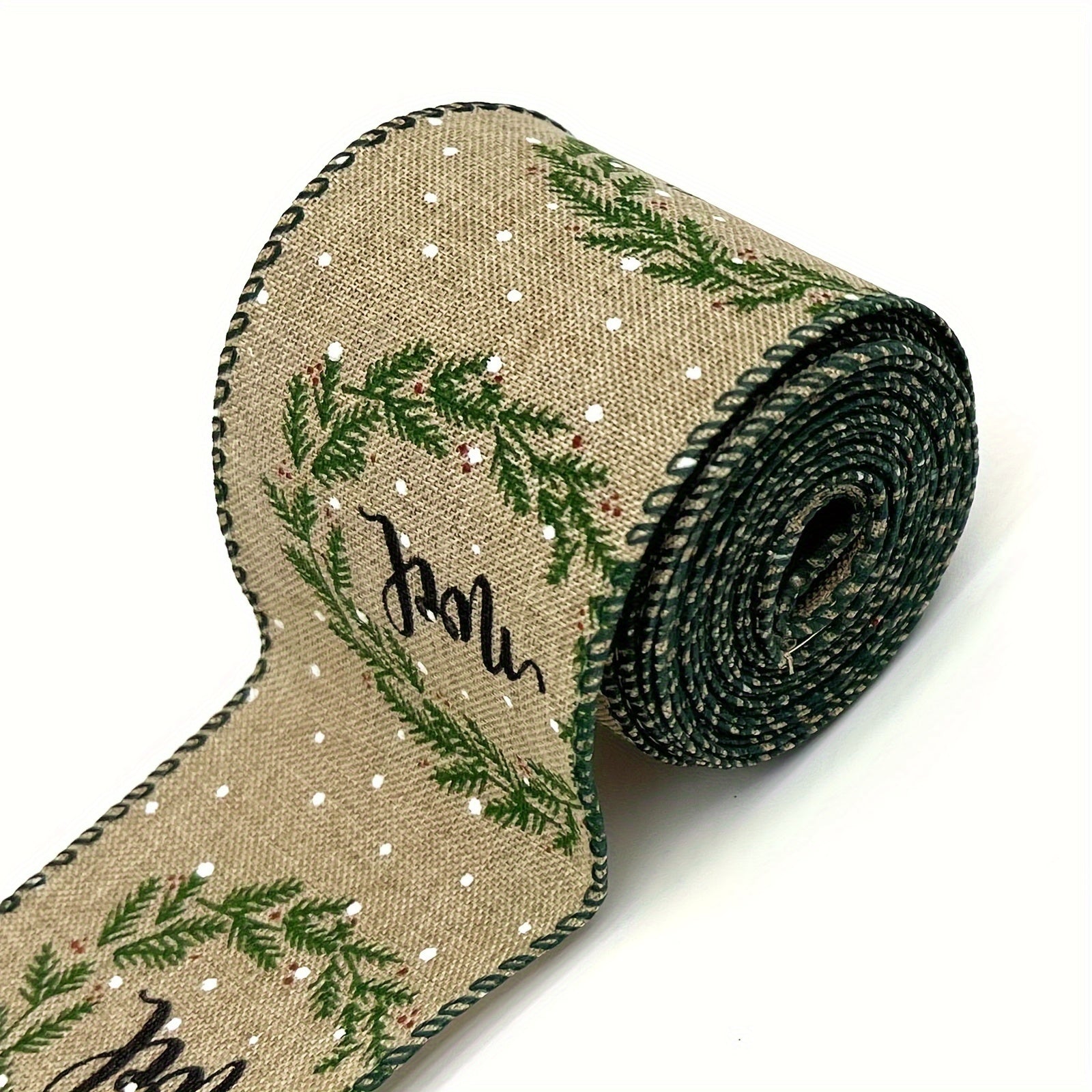 4.57m Christmas Wired Edge Ribbon Rustic Farmhouse Tree Craft Ribbon