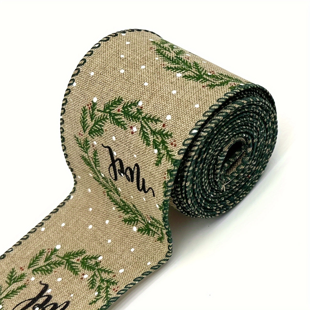 4.57m Christmas Wired Edge Ribbon Rustic Farmhouse Tree Craft Ribbon