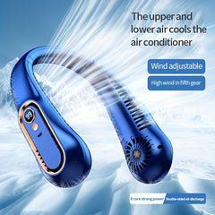 USB Charging Hanging Neck Cooling Fan Digital Display Power Fan
