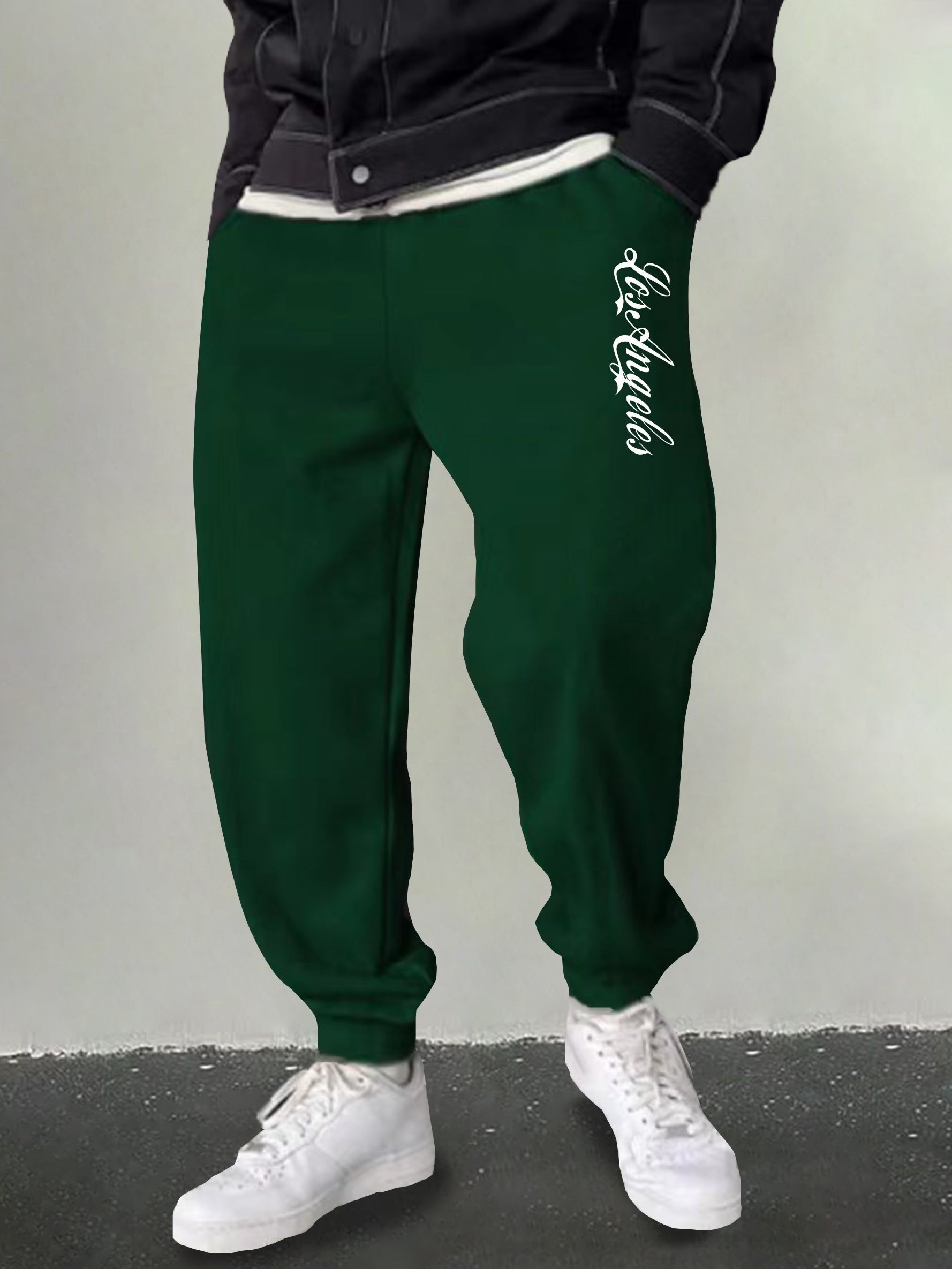 Men's LA Print Sweatpants Casual Stretch Breathable Drawstring Pants