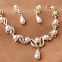 DIY Pearl Necklace Earrings Set Women's Jewelry