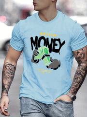 Cartoon Money Print Men's Graphic Crew Neck T-shirt