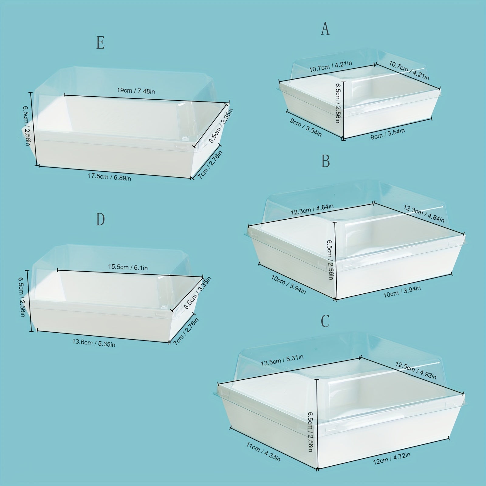 50pcs Clear Lid Cake Box Ideal for Cakes Chocolates Cookies - Great for Parties