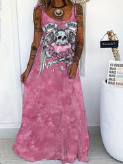  Skull Print Maxi Cami Dress
