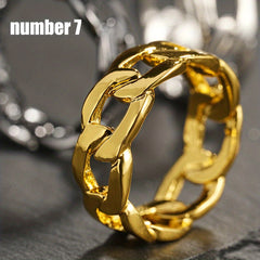 European American Men's Twist Ring Cuban Chain Ring Hip Hop Couple Ring