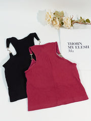 2pcs Chain Linked Cami Tops Ribbed Sleeveless Slim Fit Women's Lingerie