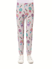 Girls Lollipop Print Slim Fit Leggings for Kids