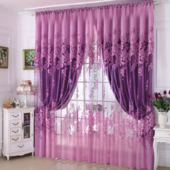 Flower Pattern Sheer Curtain for Living Room
