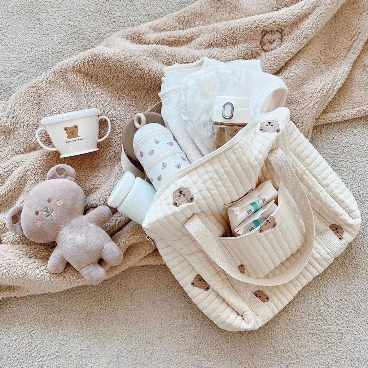 Mommy Bag Embroidery Satchel Outdoor Travel Baby Storage Bag