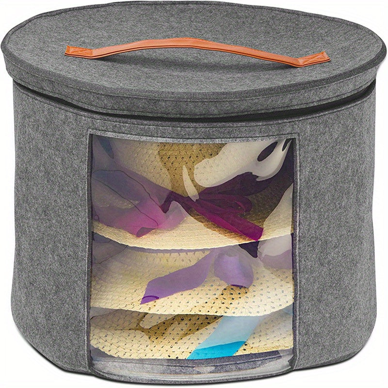Large Felt Cowboy Hat Storage Box Dustproof Lid Closet Organization
