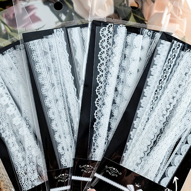 30pcs Waterproof Lace Stickers for Scrapbooking DIY Journals