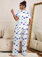  Butterfly Print Casual Pajama Set