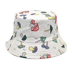 Mushroom Print Bucket Hat Sunscreen Fisherman Cap
