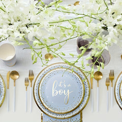 24pcs It's A Boy Baby Shower Tableware Set Gender Reveal Party Supplies