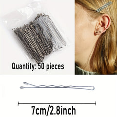 50 Large Silvery Non Slip Hair Clips for Thick Hair