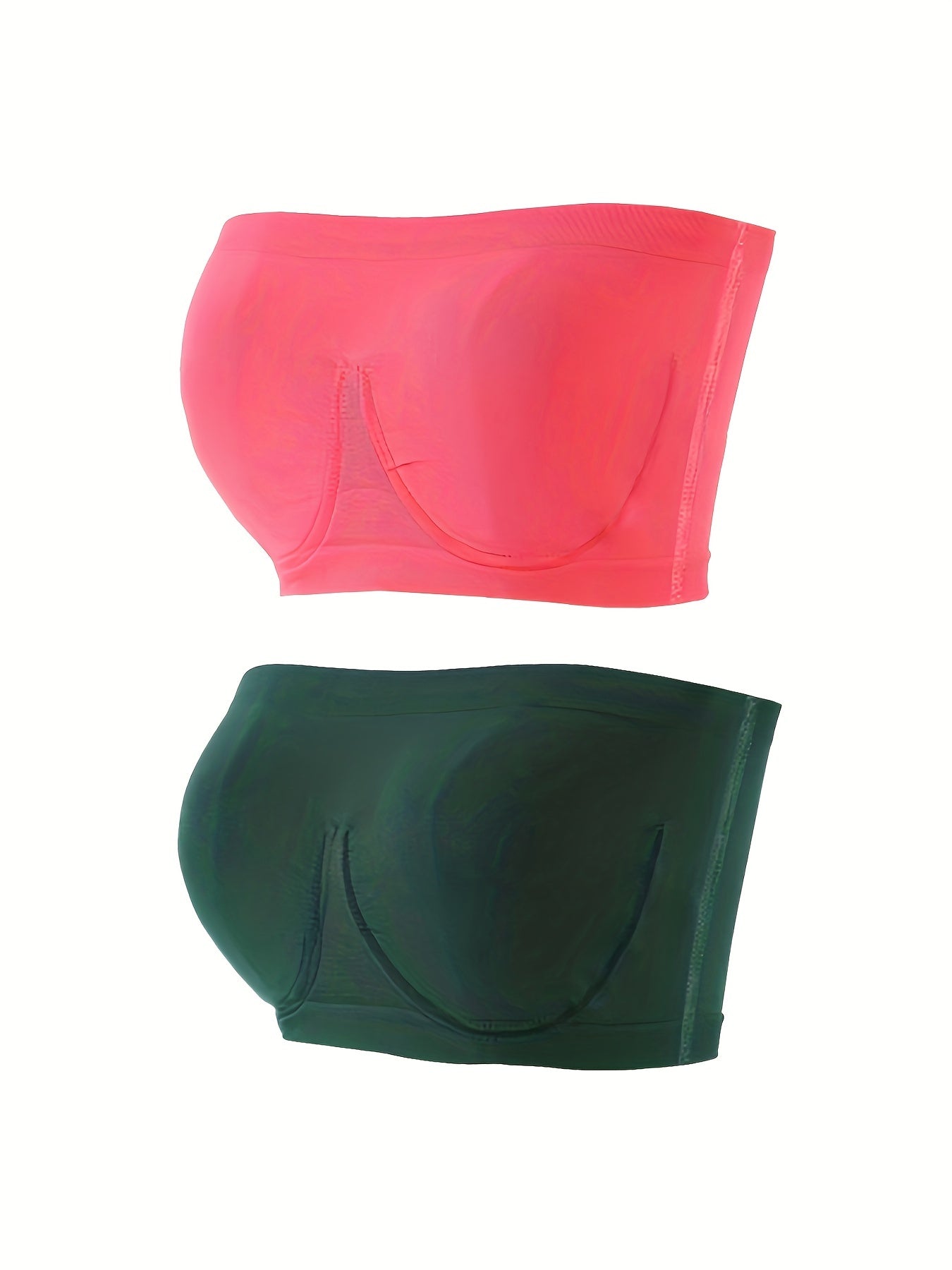 2pcs Strapless Bandeau Bras Soft & Stretchy Everyday Bra Women's Lingerie