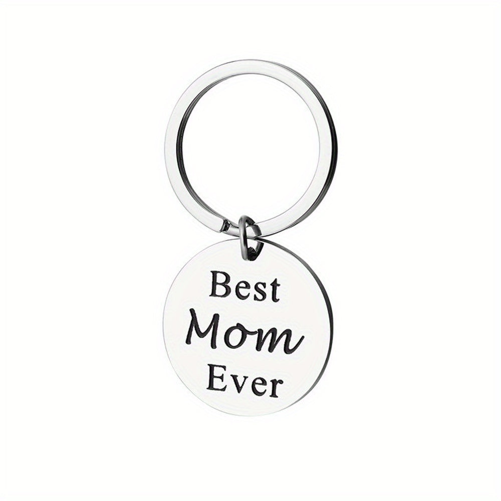 Family Stainless Steel Keyring Round Shape Keychain Father's Mother's Gift