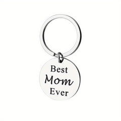 Family Stainless Steel Keyring Round Shape Keychain Father's Mother's Gift