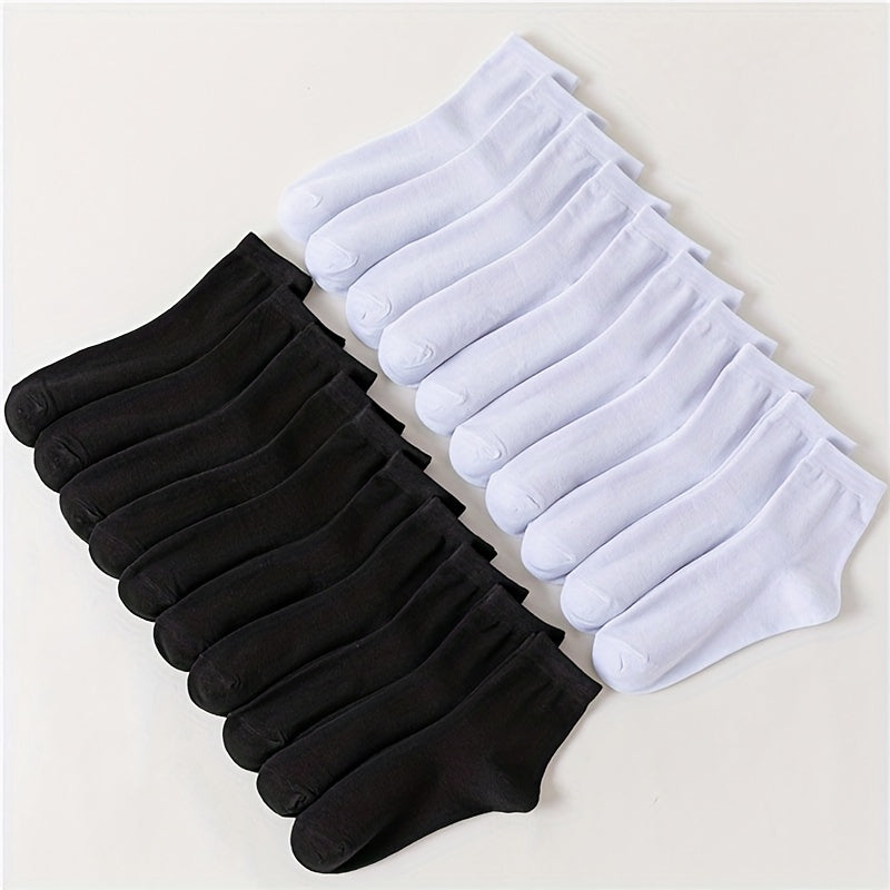 20 Pairs Solid Socks Comfy & Breathable Women's Stockings