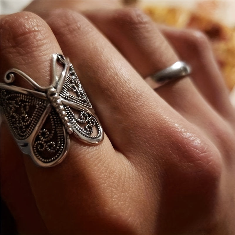Vintage Butterfly Ring For Men Open Adjustable Casual Jewelry Gift
