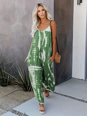 Tie Dye V-Neck Plus Size Boho Jumpsuit