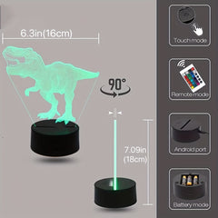 Dinosaur 3D Night Light Lamp LED Baby Nursery Kids Room Home Decor Xmas Birthday