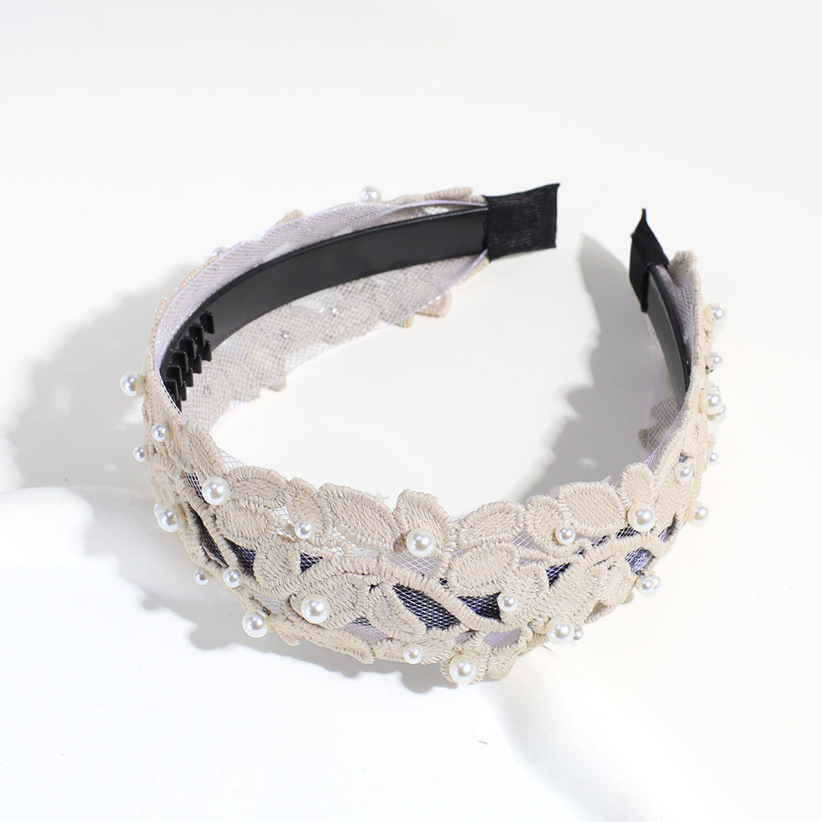 Vintage Lace Leaf Faux Pearl Hairband Solid Boho Headband