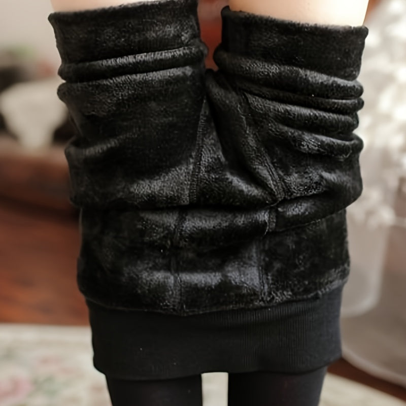 Plush Lined High Waist Thermal Leggings Women's Stockings