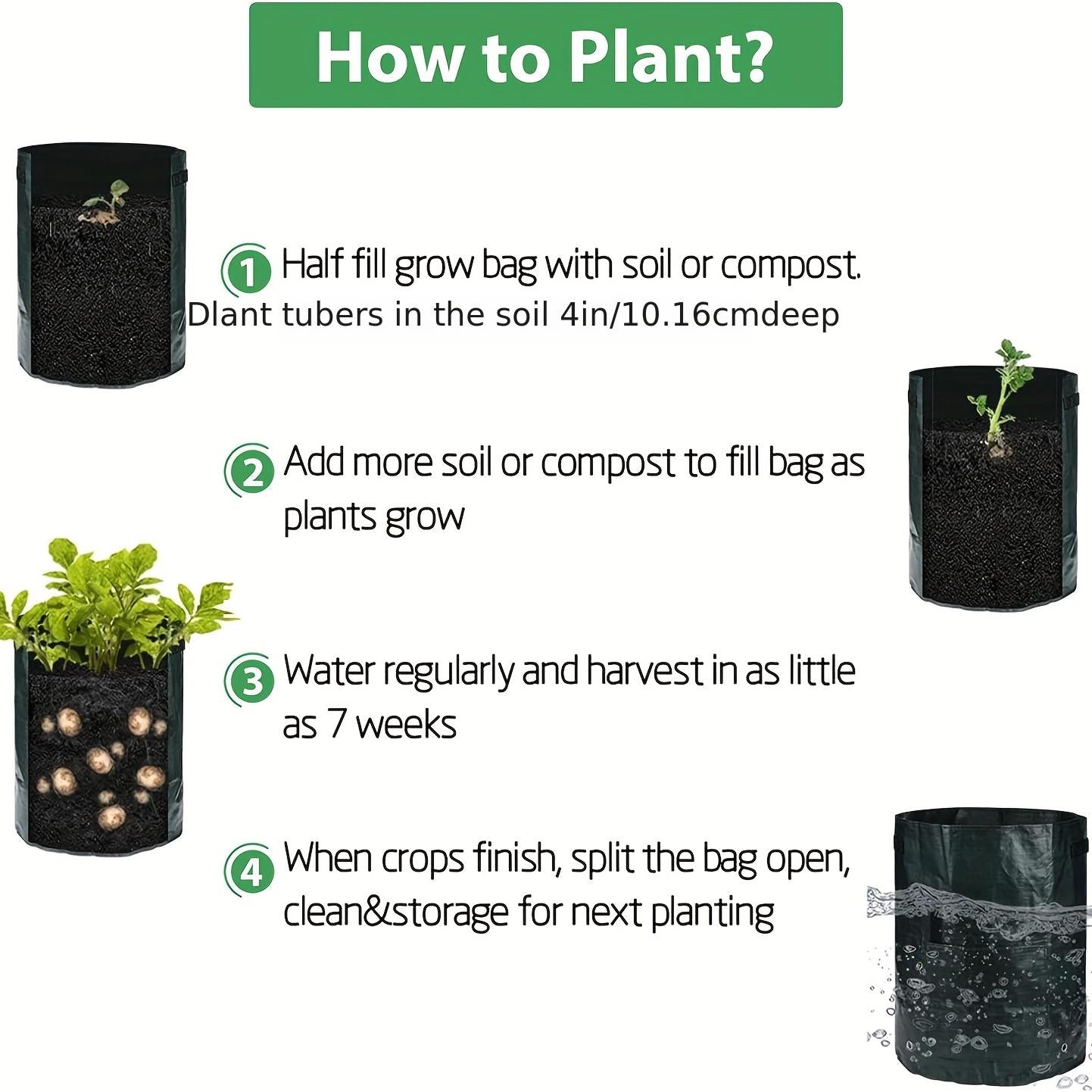 PE Garden Planting Bag for Potato Tomato Strawberry Carrot